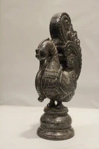 Vintage Antique Hamsa Bird Figurine Silver Cladded On Wood For Home Decor, Gift - Picture 1 of 4