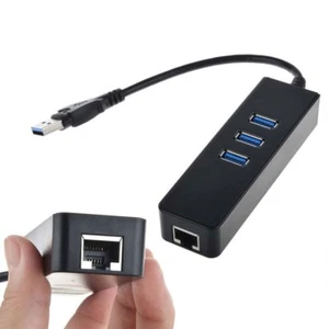 3-Ports USB 3.0 Gigabit Ethernet Port RJ45 Wired Network Adapter Hub to 1000Mbps - Picture 1 of 2