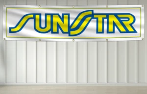 Sunstar Banner Flag 2X8 Ft Bike Motorcycle ATV Sprockets Garage Man Cave Decor - Picture 1 of 2