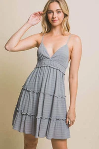 B Mirza collections Love Tree Frill V-Neck Cami Dress - Picture 1 of 4