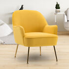 Modern Accent Tub Chair Velvet Upholstered Sofa Lounge Armchair Gold Metal Legs