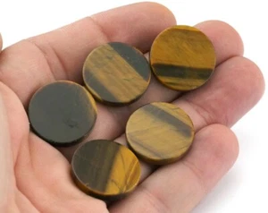 20mm Tiger's Eye Coin Gemstone Cabochons 200CB CAB38-01 - Picture 1 of 3