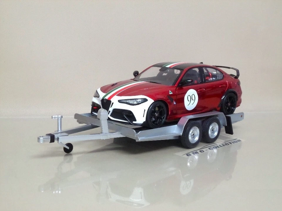 CARRELLO PORTA AUTO CAR TRANSPORTER TRAiLER + PEDANE IXO 1/18 (AUTO NON INCLUSA) - Immagine 1 di 4