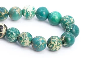 Cuentas sueltas redondas de jaspe imperial sedimento marino verde lago de 8 mm grado AAA 7,5" - Imagen 1 de 3