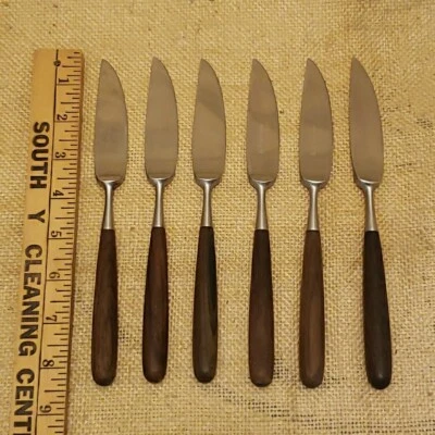 Lauffer Palisander Norway Steak Knives lot of 6 MCM Knife  - Image 1 of 4
