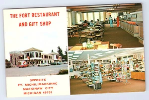 Mackinaw City Michigan The Fort Restaurant Gift Shop chrome Postcard D028 - Picture 1 of 2