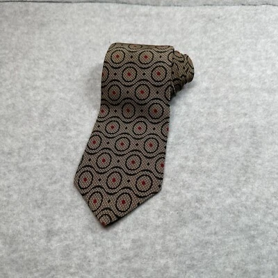 Gravata Firenze I 100% seda ouro padrão geométrico 3,75x57 feita na Itália - Imagem 1 de 4