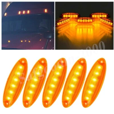 Luz ámbar marcador techo cabina elevada LED para Freightliner Cascadia 2008-2021 5 piezas Foto 1 de 4