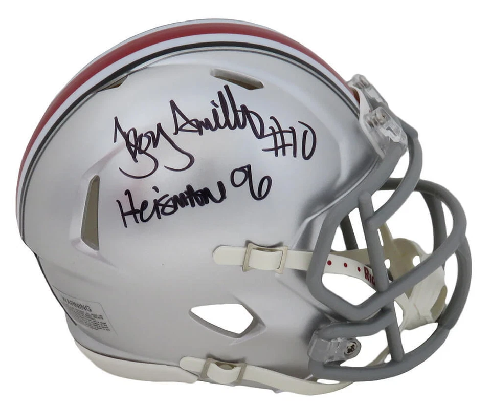 Troy Smith Signed Ohio State Buckeyes Riddell Speed Mini Helmet w/Heisman'06 -SS Foto 1 de 1