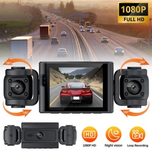 Cámara de tablero de 3 canales 360° HD 4K 1080P 3 lentes grabadora de conducción tarjeta 32G - Imagen 1 de 12