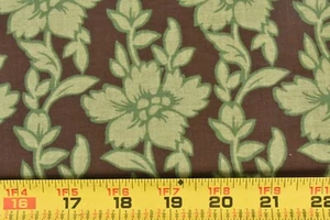 35" Long, Green Floral on Brown Quilt Cotton/Fabric Traditions, P3253 - Picture 1 of 5