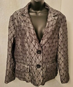 Notations Womens Blazer Jacket Coat Size XL X Large Gray Black Dot - Picture 1 of 4