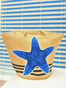Borsa Mare Paglia e Cotone Tema Stella Marina Da Mano Vacanza Sport Spiaggia - Imagen 1 de 6