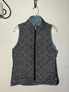 Peter Millar Green / Black/White Chevron Print Quilted Reversible Vest Jacket M - Picture 1 of 13
