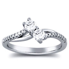 3/4ct Diamant Zwei Stein Forever US Verlobung Jubiläum Ring 10k Weißgold