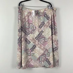 CJ Banks Skirt Size 3X Pull On Stretch Floral Patchwork Midi - Picture 1 of 10