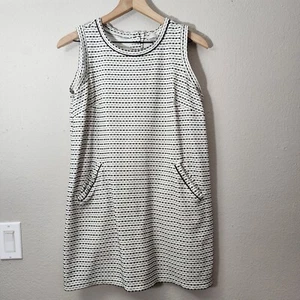 Loft Petites Black And White Striped Dress Medium EUC - Picture 1 of 8