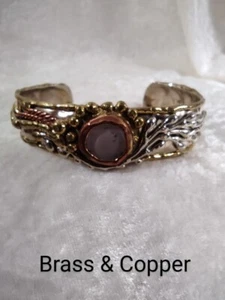 Bracelet - Handmade Brass Copper & Amythest w/Adjustable Cuff - Picture 1 of 3