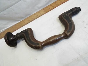 Antique Hawke Solly Works Brass Plated Wood Brace Tool Sheffield Push Button - Picture 1 of 8
