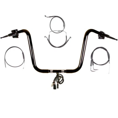 1 1/4 英寸黑色 14 英寸猿衣架车把套件 1996 - 2006 年 Harley Road King 带邮轮 — 第 1/4 张图片