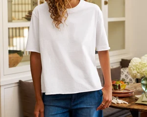 Frank & Eileen Perry NYC Rundhalsausschnitt T-Shirt Heritage Jersey weiß - Large neu ohne Etikett - Bild 1 von 8