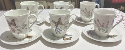 Lenox Butterfly Meadow Collection 6 Mugs & 6 Dessert Plates 6.5” NEW - Image 1 of 4
