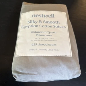 Fundas de almohada estándar Nestwell de satén de algodón egipcio de 625 hilos en Paloma - Imagen 1 de 4