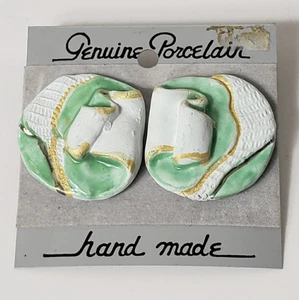 VINTAGE HANDGEFERTIGTE Porzellan Ohrringe - Bild 1 von 5