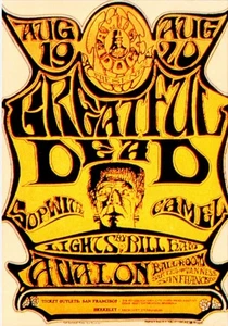 1992 Repro  1968 GRATEFUL DEAD~Avalon Ballroom Band Concert Art  4X6 POSTCARD - Picture 1 of 2