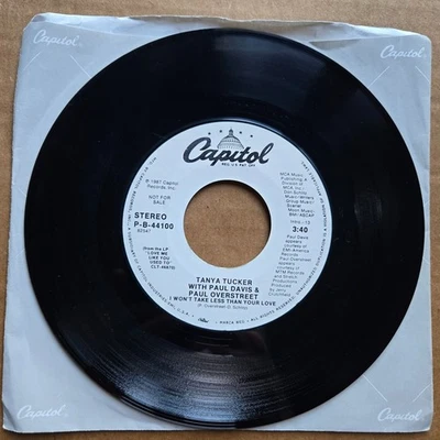 TANYA TUCKER PAUL DAVIS PAUL OVERSTREET I Won't Take Less Than Your Love Vinyl - Image 1 of 2
