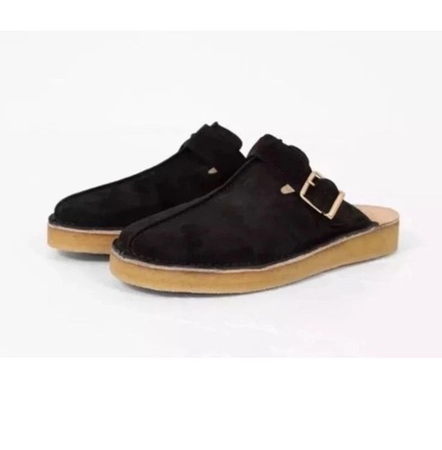 Clarks donna TREK MULE nero scamosciato foderato caldo mules UK 7 D EU 41