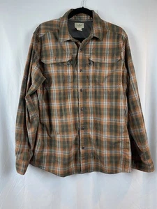 L. L. Bean Herren Größe Large grau orange Langarm kariert Knopfleiste Hemd - Bild 1 von 8