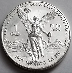 Mexico Liberty 1991 Type 2, 1 Oz .999 Fine Silver Coin Libertad Gordita KEY-DATE - Picture 1 of 4