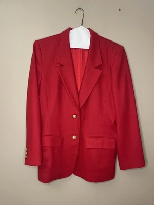 Vintage Pendleton Women’s Red  Virgin Wool Suit Button Blazer Jacket Size 12  - Image 1 of 4