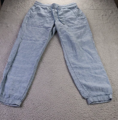 Athleta Pants Womens 10 Blue Retreat Linen Joggers Drawstring Pull On Athleisure - image 1 of 4