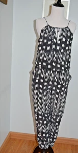 PARKER BLACK & WHITE SILK SLEEVELESS JUMPSUIT WOMEN SZ M *GUC* - Picture 1 of 7