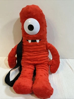 Mochila YO GABBA GABBA MUNO 17" vermelha de pelúcia com zíper Nickelodeon macia - Imagem 1 de 4