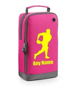 Rugby Player Print Personalised PINK Sports Shoe Football Rugby Boot Bag - Picture 1 of 14