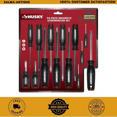 Husky Combination Screwdriver Set w/Magnetic Tip Comfort Grip Handle (14-Piece)