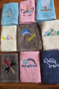 Embroidered Flannels / Face Cloths - 9 designs - Personalised optional - Picture 1 of 36