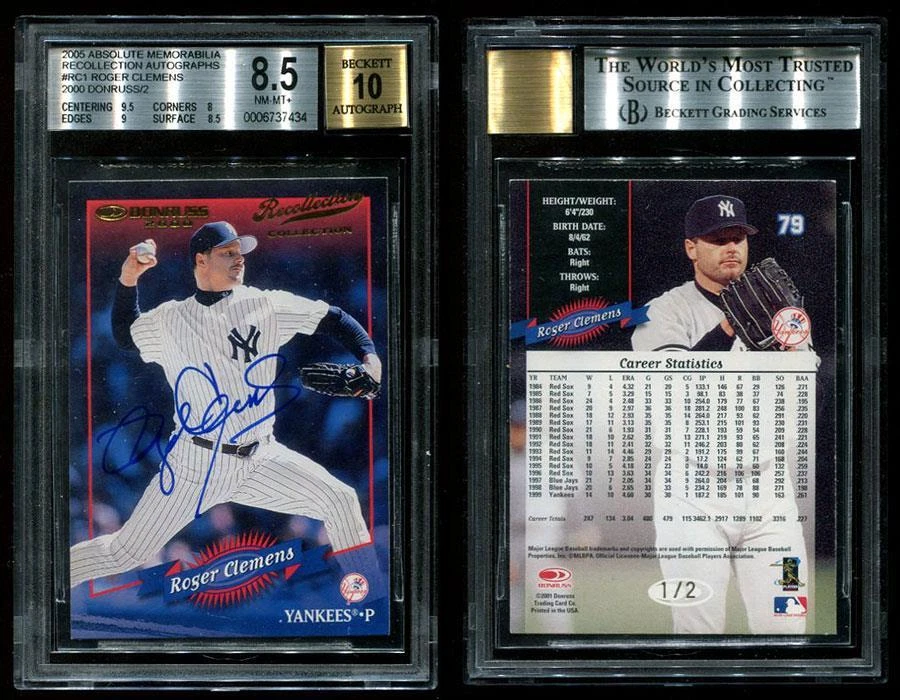 ROGER CLEMENS 2005 Absolute Recollection Auto 2000 Donruss #1/2 BGS 8.5/10 auto - Image 1 of 3