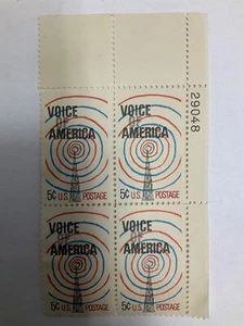 5 Cent Voice Of America Transmission Tower Stamp 4 Block Set Unposted OldGnuCom - Picture 1 of 8