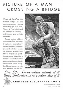 1939 The Thinker "Worry & Fear Before You Get There" Anheuser-Busch anuncio impreso - Imagen 1 de 1