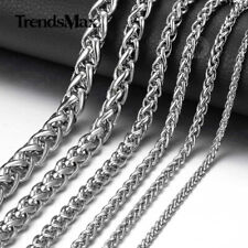Stainless Steel Silver Wheat Braided Chain Bracelet Necklace Mens Womens 8-30"