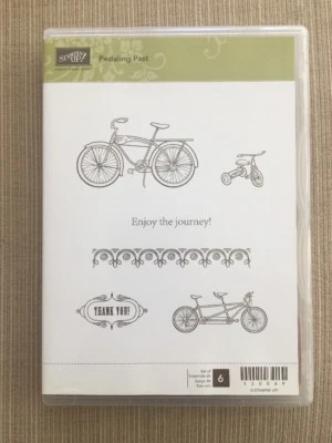New Stampin' UP! PEDALING PAST Pedal Pusher Stamp Vintage Bike Trike Thank You - Image 1 of 3