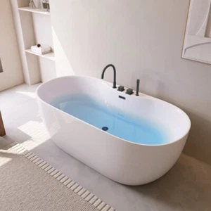 Freistehende Badewanne Acrylwanne Wane Schwarze Armatur Badezimmer - Bild 1 von 9