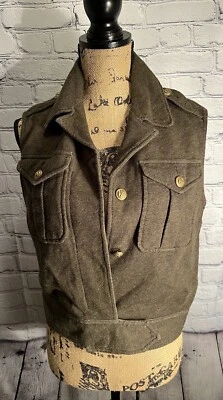 Ralph Lauren Denim & Supply Mujer Verde Algodón Tejido Militar Algodón Chaleco Mediano Foto 1 de 4