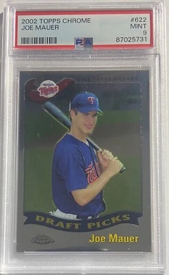 2002 Topps Chrome Joe Mauer Draft Picks RC PSA 9 - Image 1 of 2