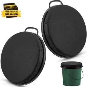 2 Pcs 5 Gallon Bucket Seats 360 Degree Swivel Bucket Seat 2 Inch Thick Black Pa - Picture 1 of 6