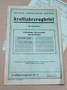 KFZ Brief Kraftfahrzeugbrief Fahrzeugbrief DDR Motorrad Krad MZ TS 150 EZ 1975 - Bild 1 von 2